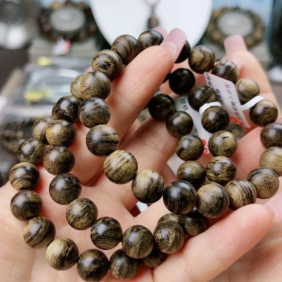 沉香手串好**伴越南芽庄老白棋玉化老料满樱子瘤疤虎斑纹