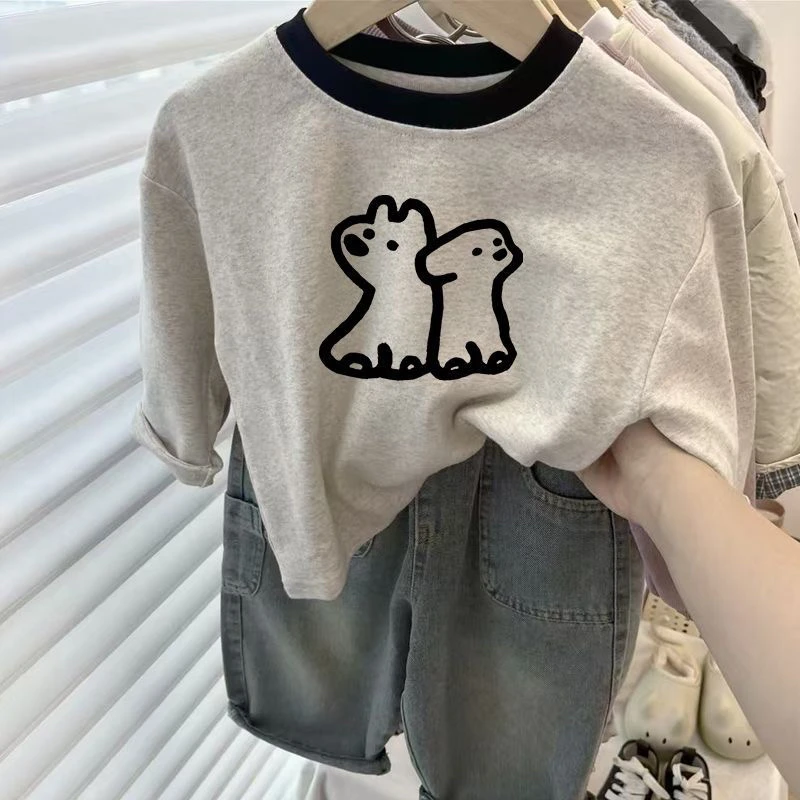 韩系儿童长袖T恤纯棉圆领卡通长袖秋季男童女童宝宝新款上衣洋气T