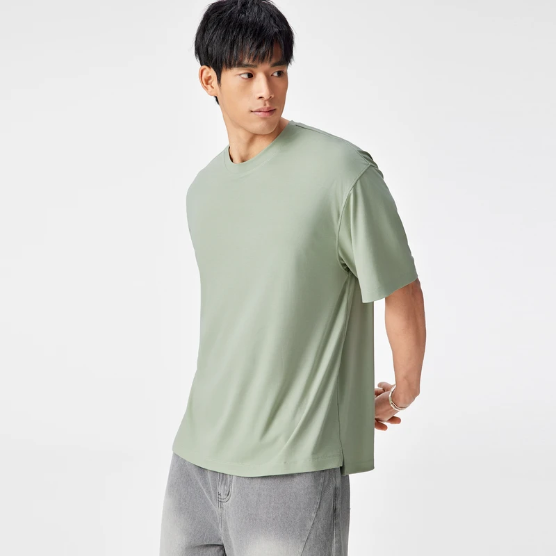 BODYDREAM BM含桑蚕丝短袖男款2025新款t恤休闲宽松落肩半袖上衣