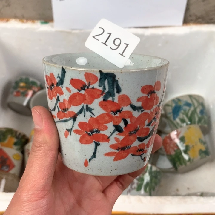 杯子2191 微瑕手绘釉下彩陶瓷杯子