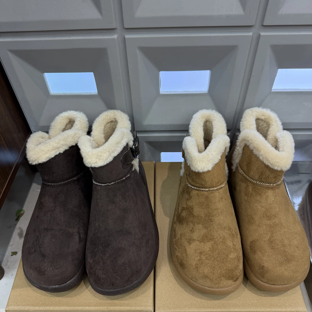 【坦姐严选 实体品质】百搭复古百搭毛毛边厚底雪地靴8803