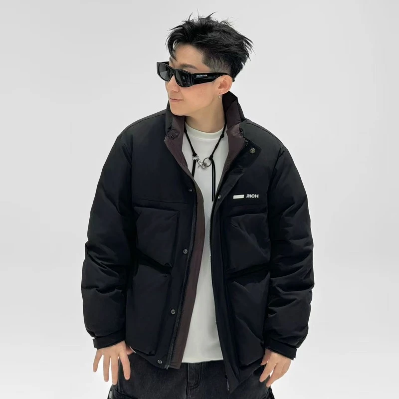 『山设』90鸭绒男立领羽绒服户外工装百搭情侣款外套10255(90绒）