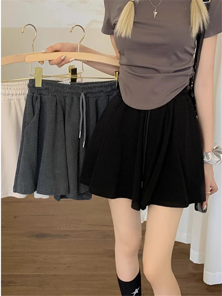 【大码】8669抽绳运动短裤女夏季胖mm宽松显瘦休闲阔腿裤