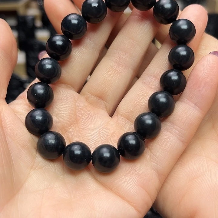 和田玉（墨玉）未镶嵌手链卡12圆珠福利款