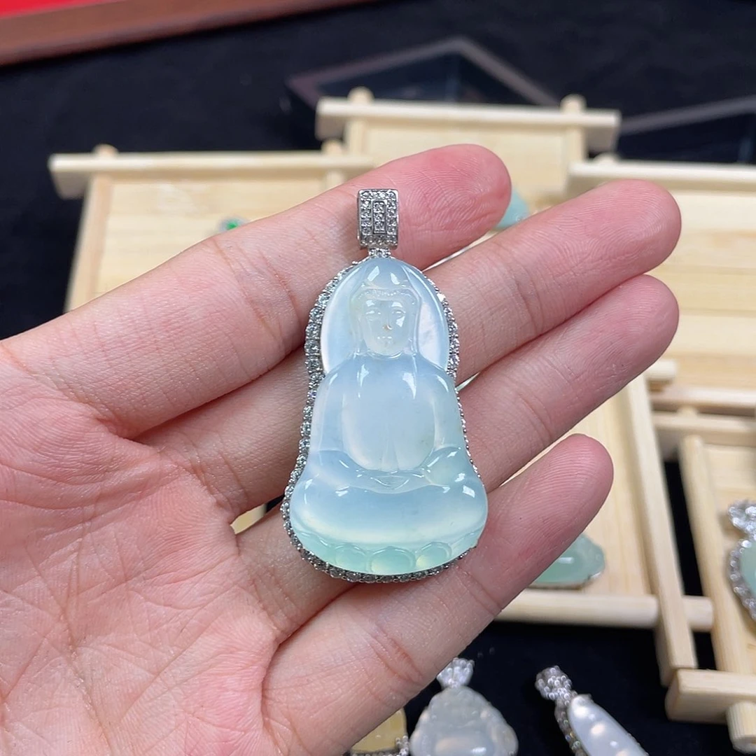 翡翠银S925镶嵌吊坠(不含链)阳***猫