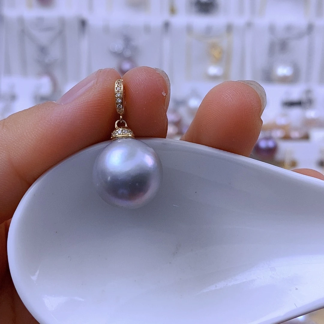 淡水珍珠银S925镶嵌吊坠(赠链)