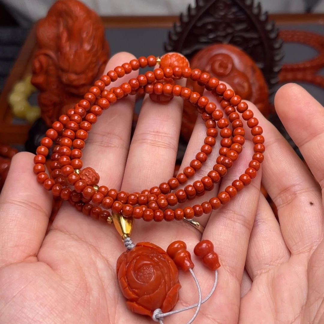 南红玛瑙配饰卡4➕尺寸银S925镀金镶嵌