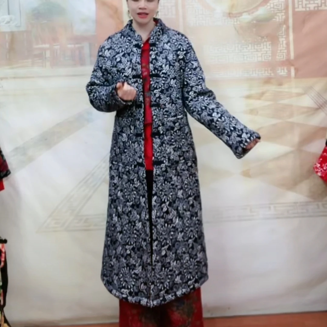 加绒加厚长棉袄宽松型棉衣中式冬季冬款秋冬加厚外套中国风拜年服