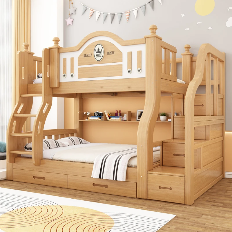 实木简约子母床双层床两层床上下床铺上下床高低儿童床成人学生床