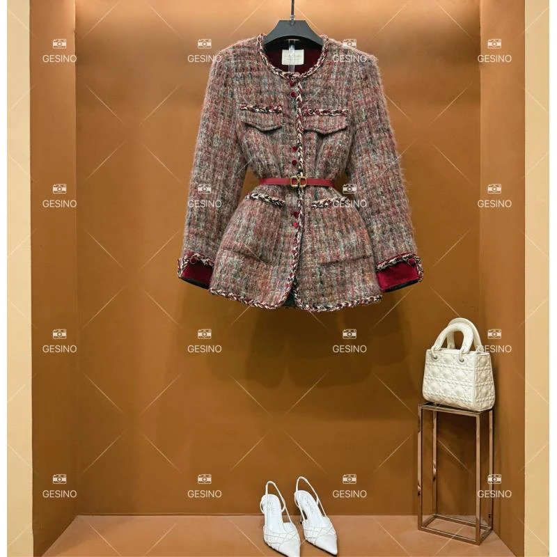 【丽】秋冬气质小香风时尚设计师中长款羽绒服 QD-2024958