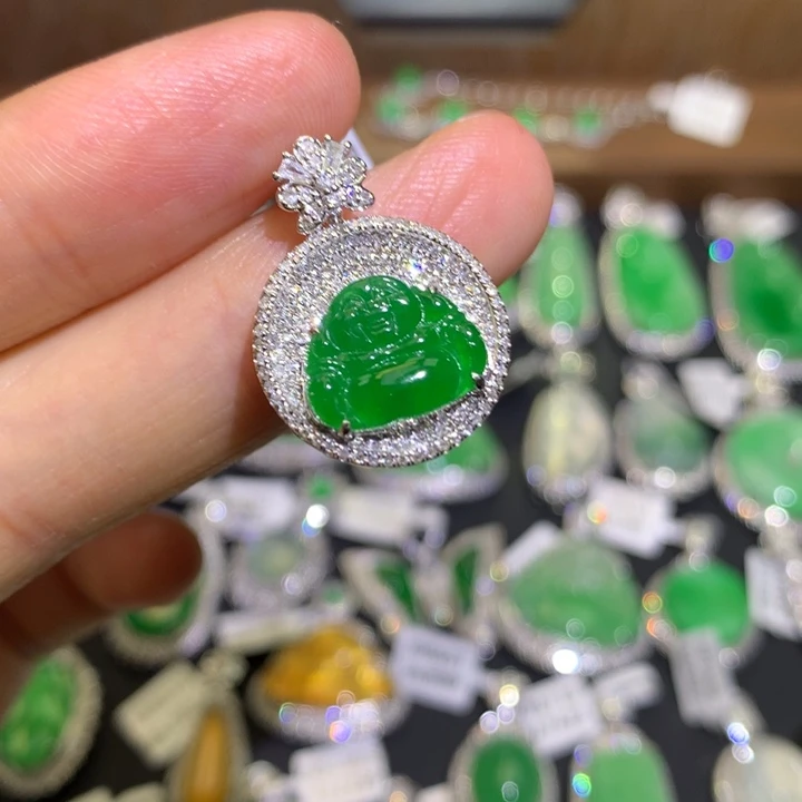 翡翠18K金镶嵌吊坠(不含链)