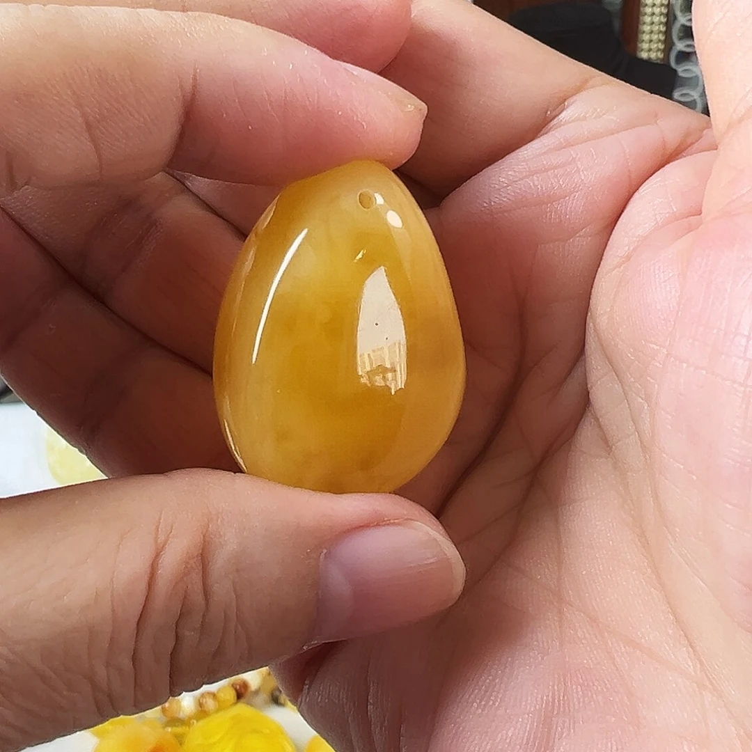 蜜蜡未镶嵌颈饰琥珀蜜蜡焦皮料鸡油黄白花随型吊坠