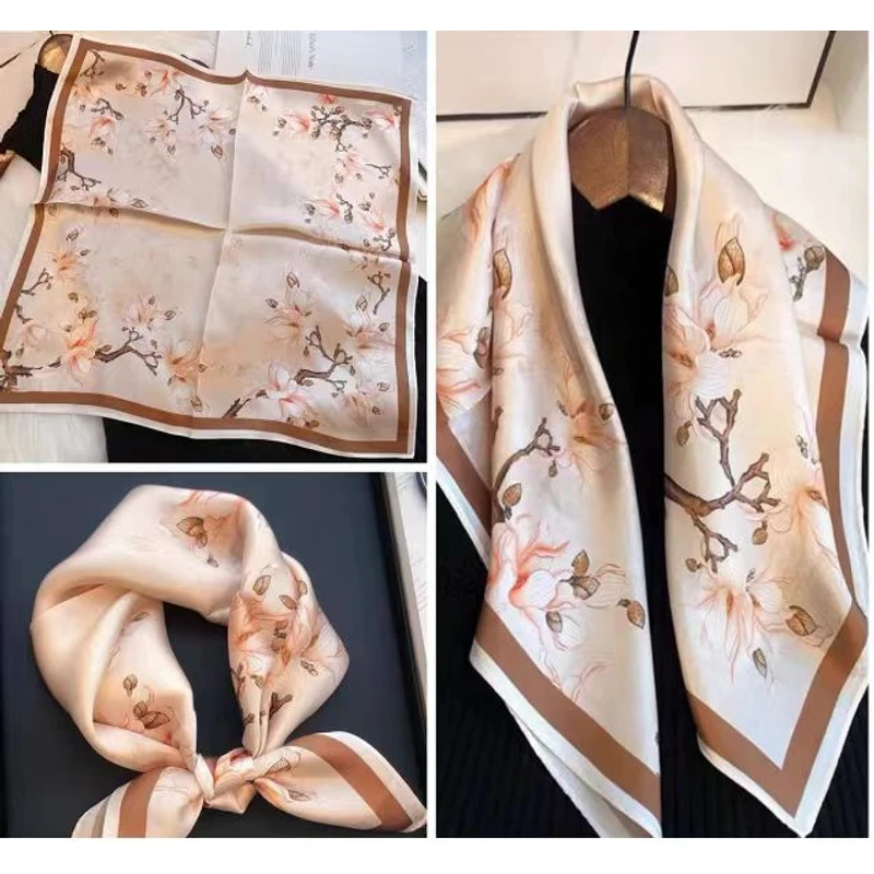 【花枝蝶梦】N140高级感花枝蝶梦丝巾70方巾
