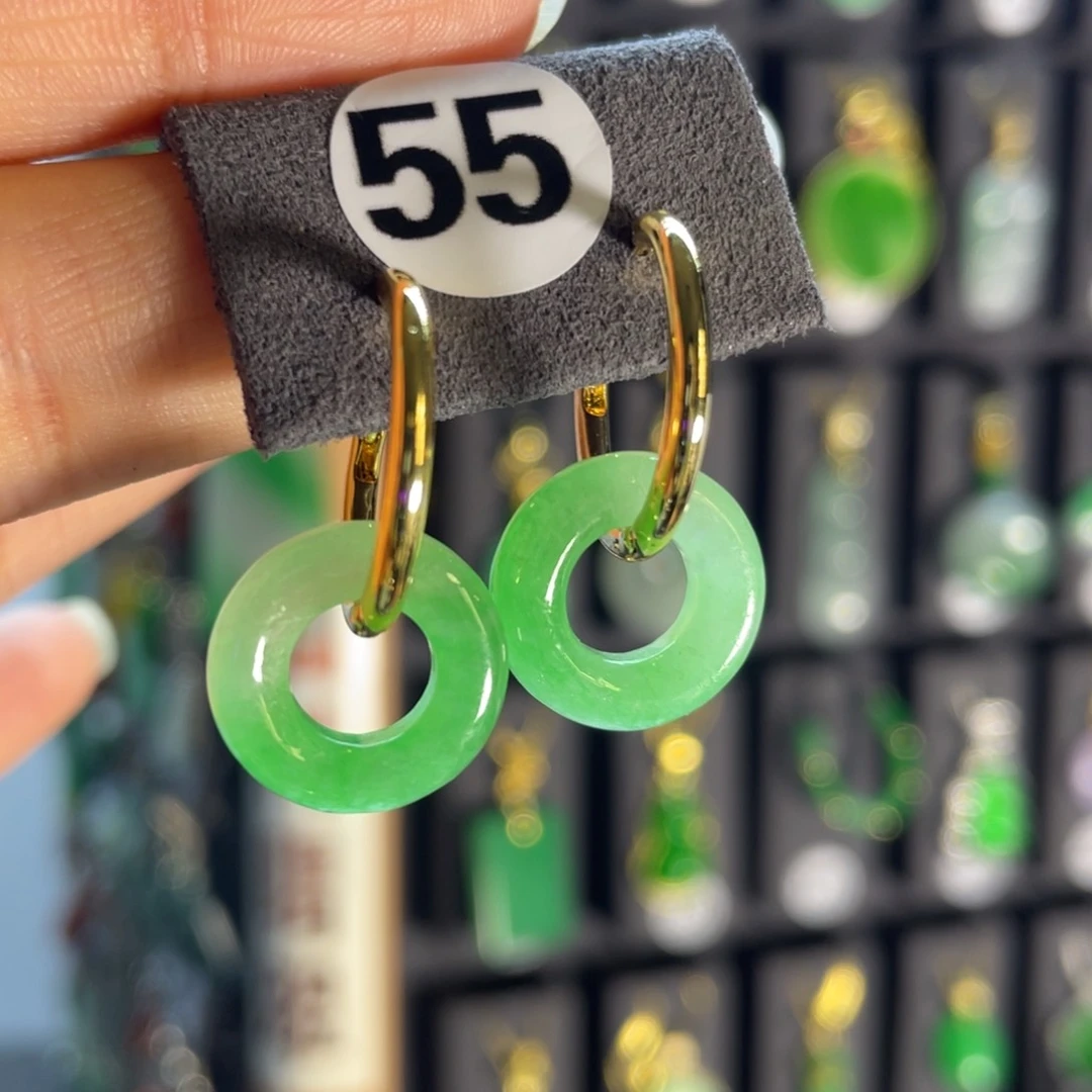 银S925镶嵌翡翠耳饰55