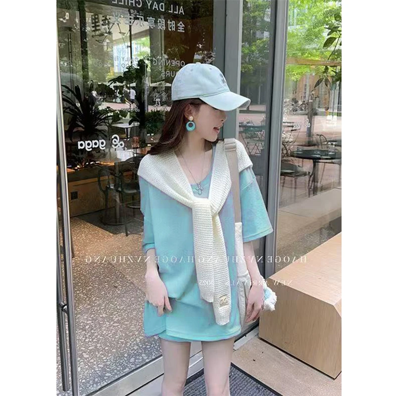 网红减龄休闲运动套装女夏季韩系时尚百搭短袖T恤短裤跑步两件套