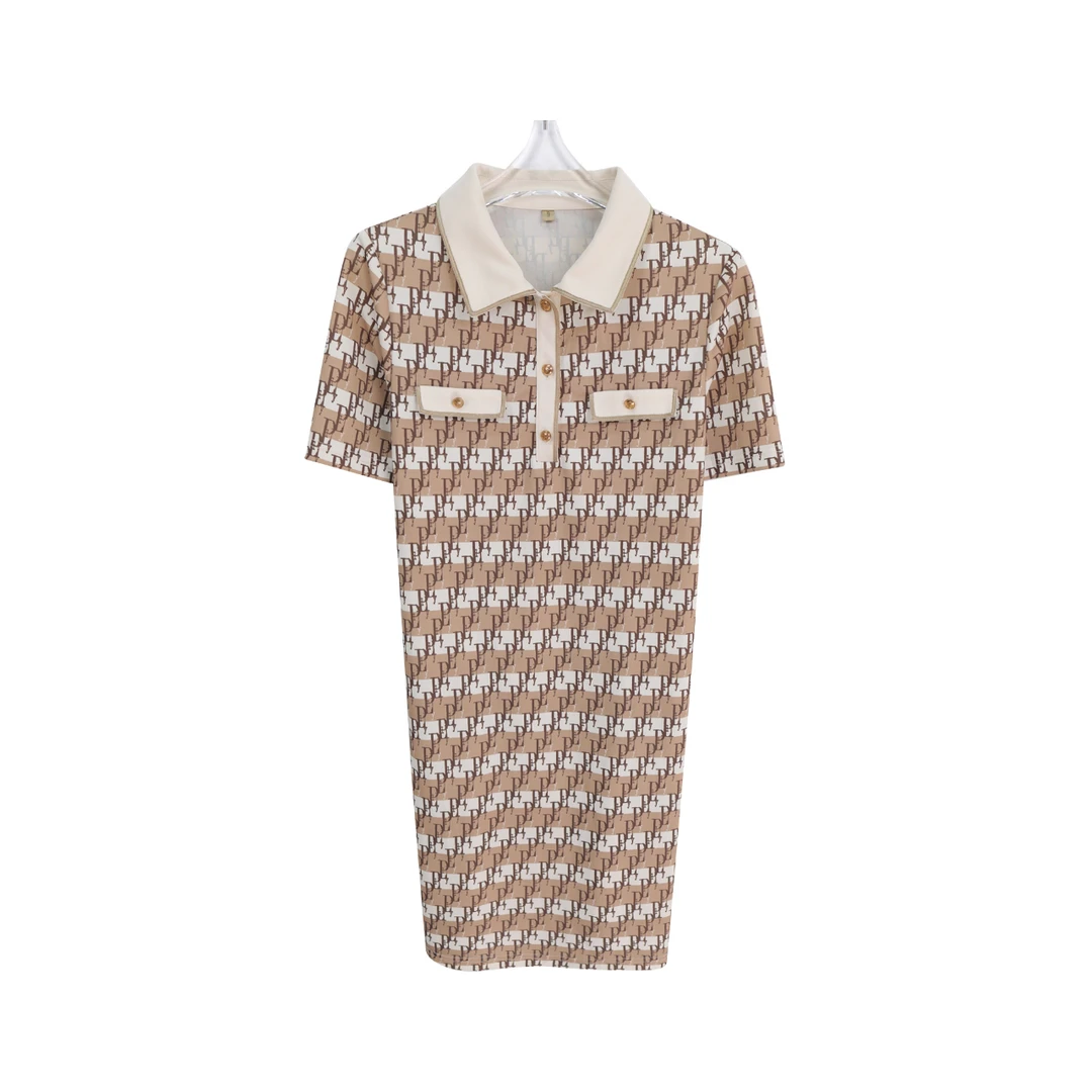 夏季格纹经典简约直身显瘦满印时尚休闲优雅连衣裙A13161