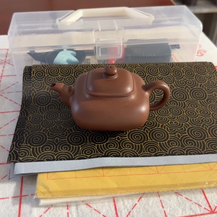 茶壶紫砂四方传炉老紫泥微微暇