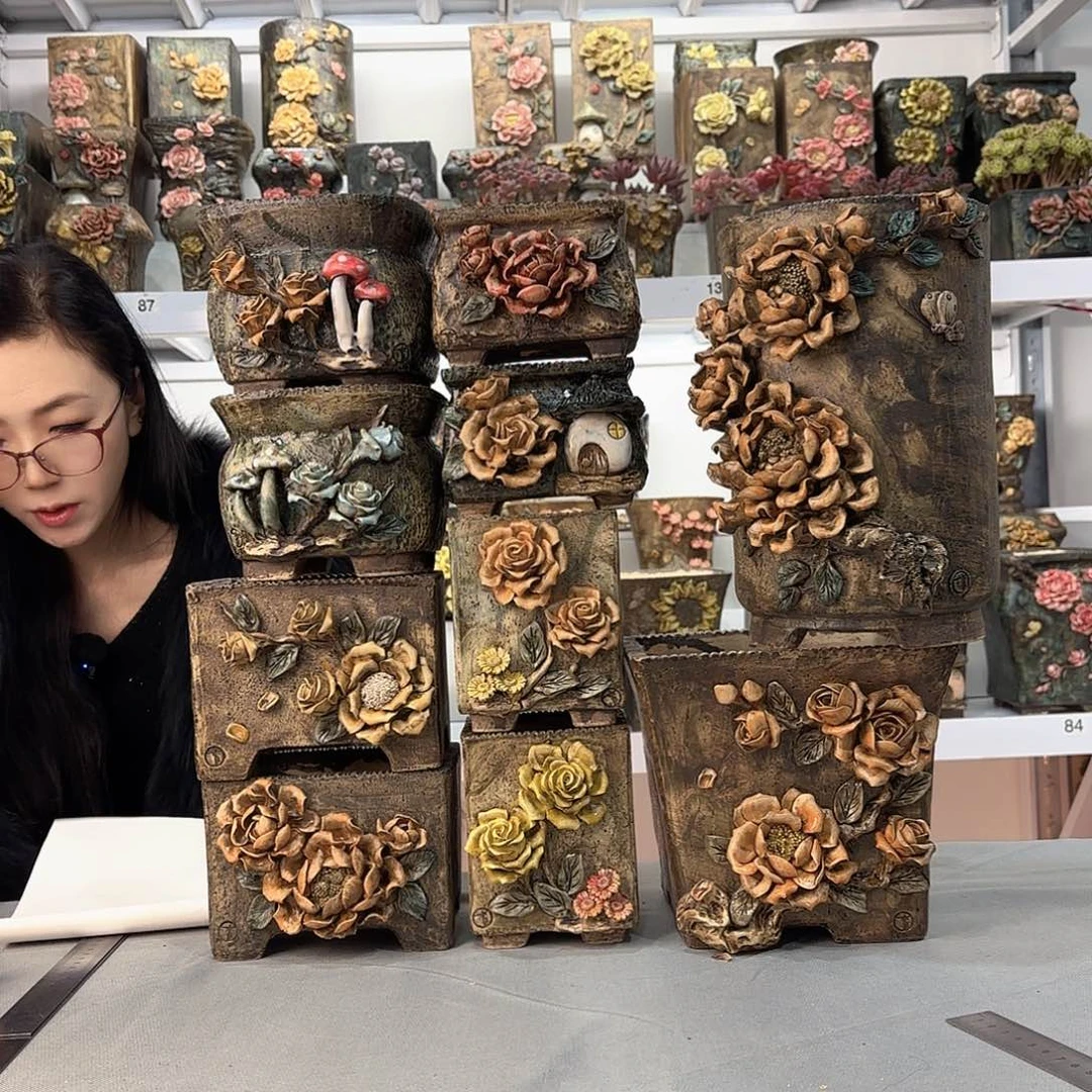 红陶S***n青默花器花盆