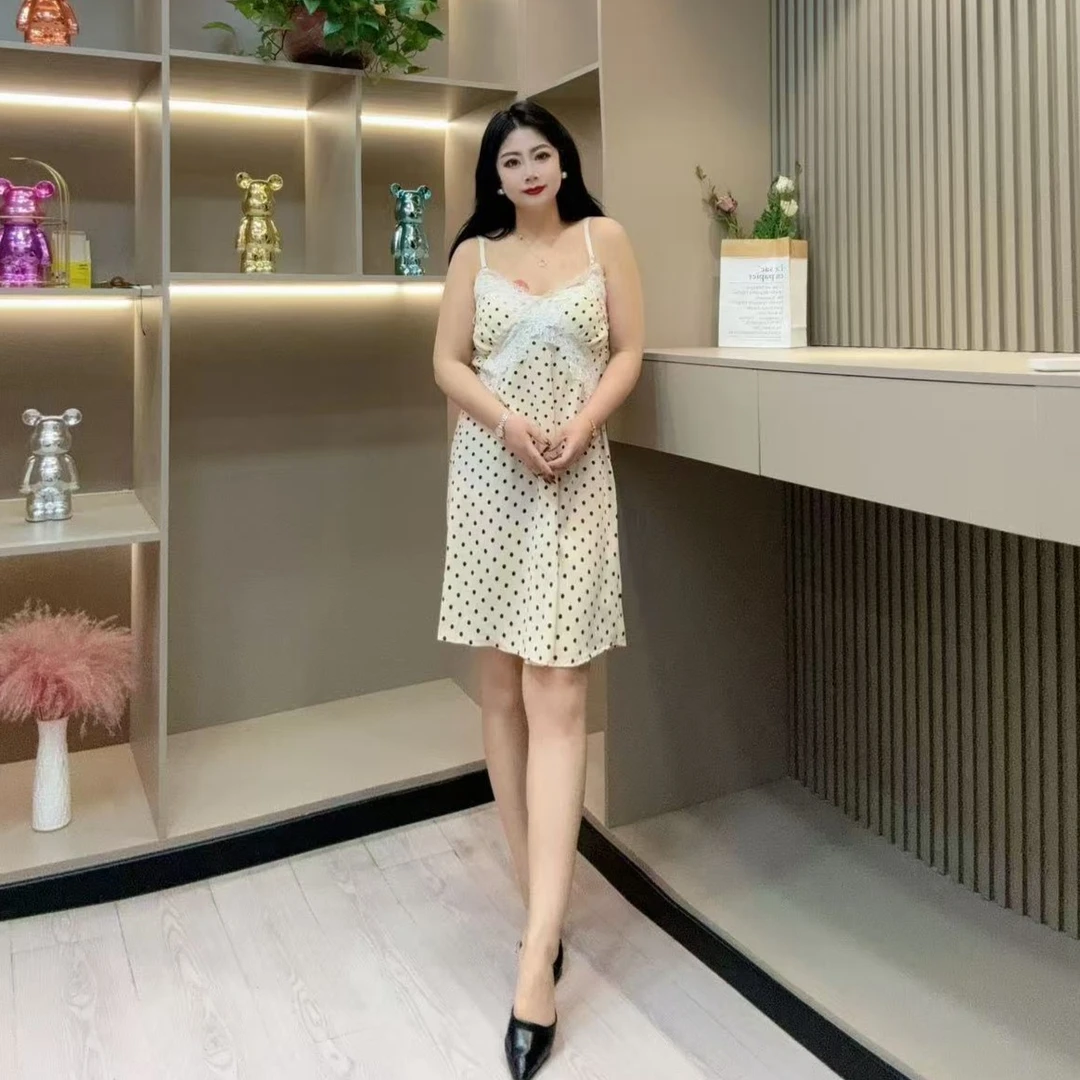 女士家居吊带睡衣-三 时尚蕾丝拼接舒适洋气款胖MM大码女装新款