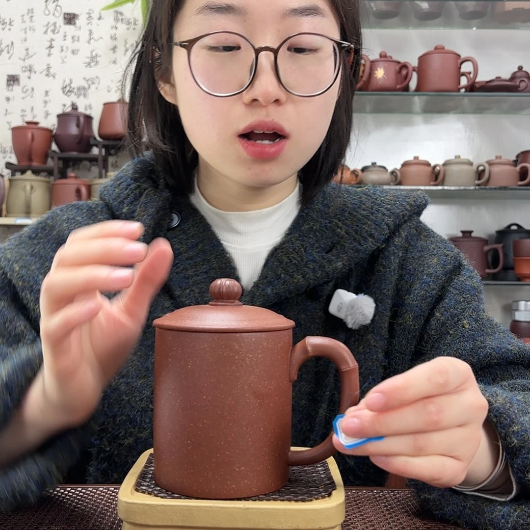 紫砂茶杯宜兴原矿无礼盒红将坡节节高尾单