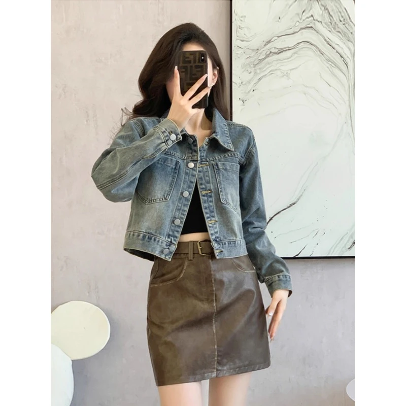 春装女款2025年新款独特超好看短款牛仔外套设计感小众上衣春秋