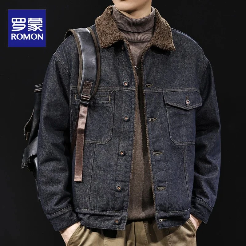 罗蒙羊羔绒外套男2025新款棉服加厚保暖男士牛仔夹克秋冬衣服男款
