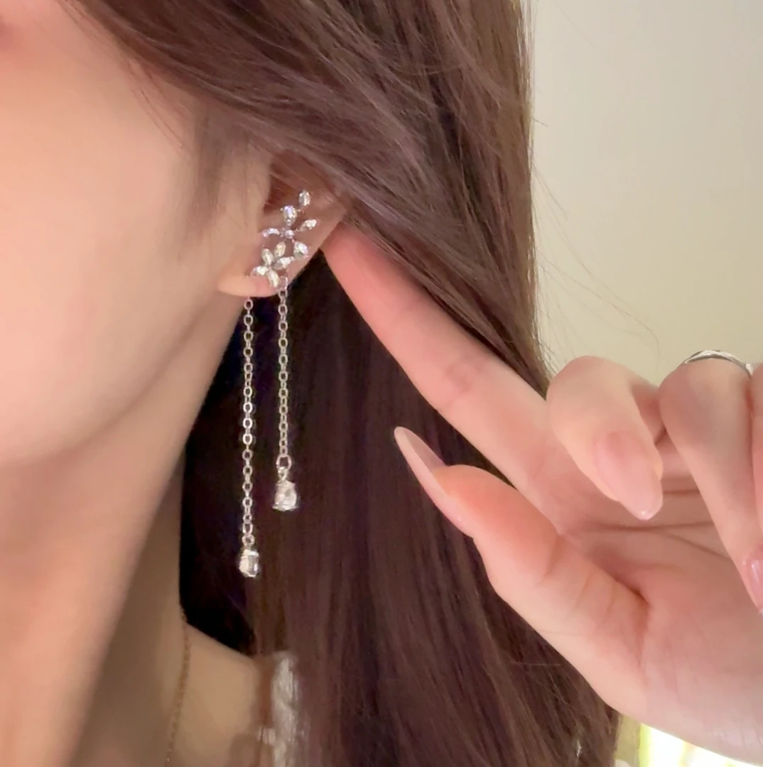 合金锆石耳饰 银针韩版新款超闪锆石翅膀ins耳环女高级设计感百搭