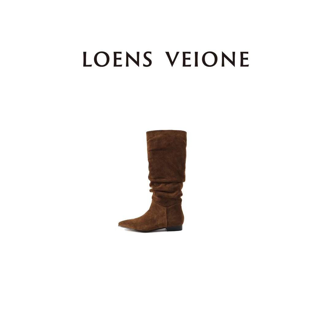 LOENS VEIONE/罗拉 棕色粗跟中筒百搭时装靴23CVDX0009N