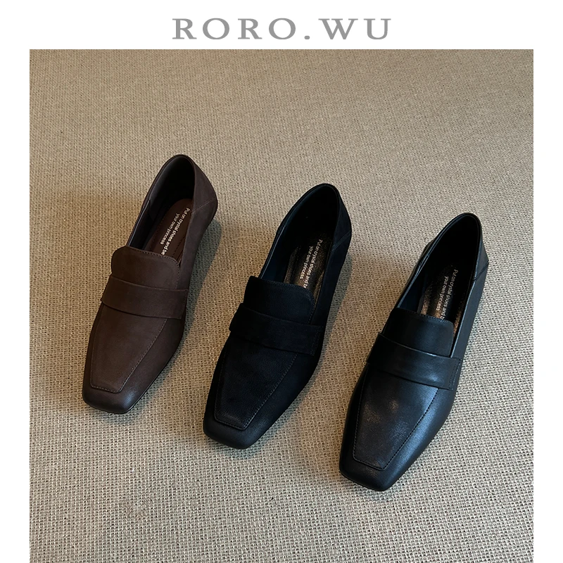 娆娆吴·头层羊巴戈复古商务风简约一脚蹬百搭气质日常单鞋A463