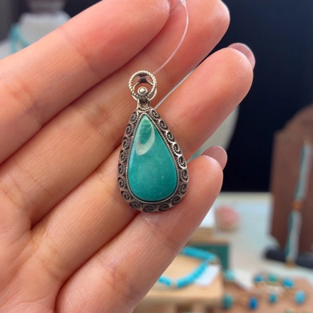 绿松石银S925镶嵌颈饰