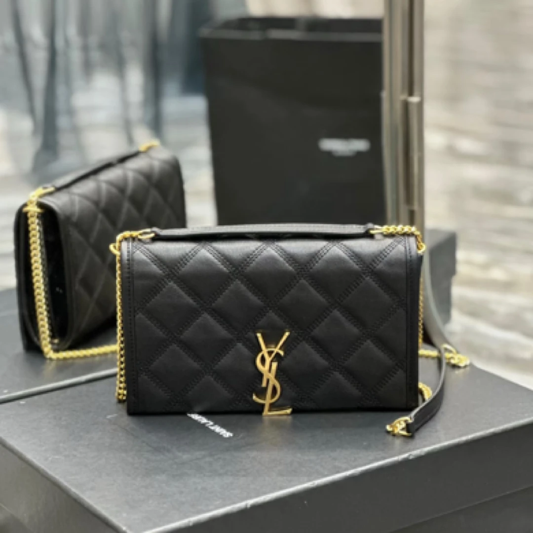 99新 YSL/圣罗兰 林纳奢品丨Becky黑金小号单肩斜挎包
