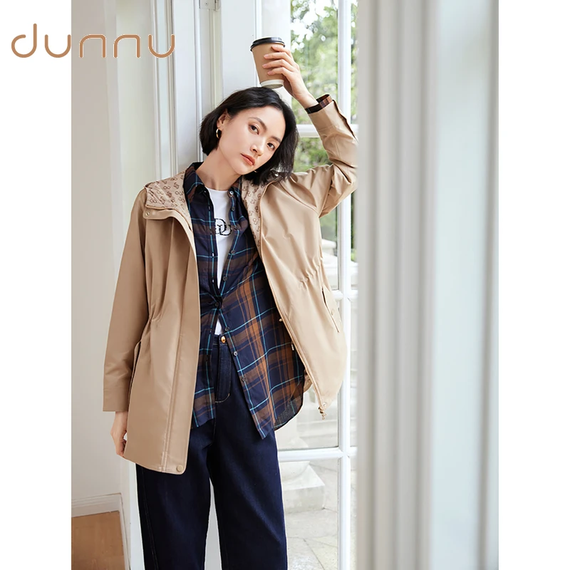 dunnu敦奴秋季时尚户外休闲百搭女士连帽秋季外套DS3F2118