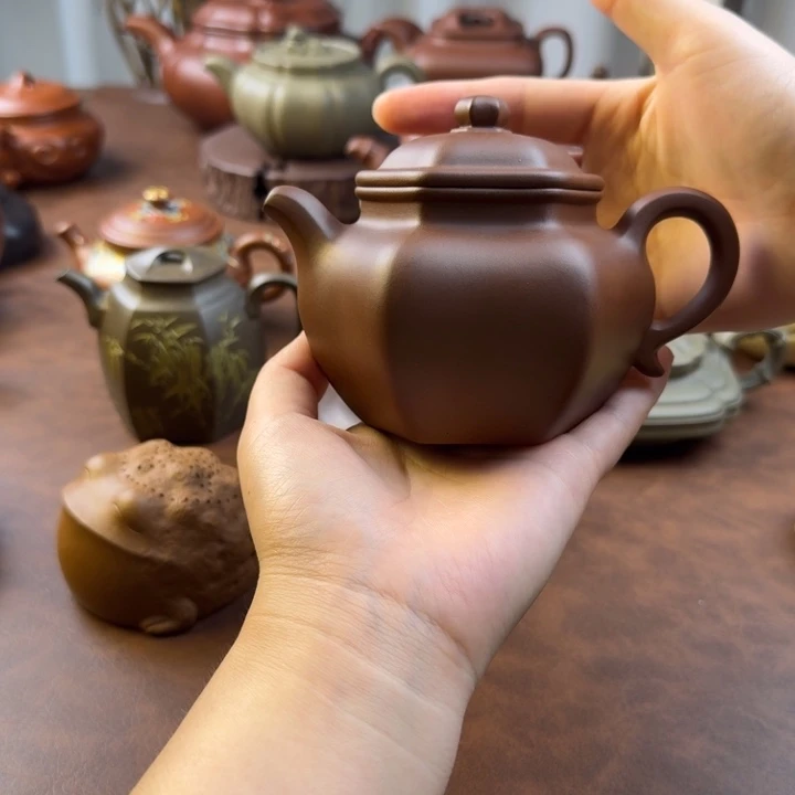 茶壶紫砂精工六方莲子