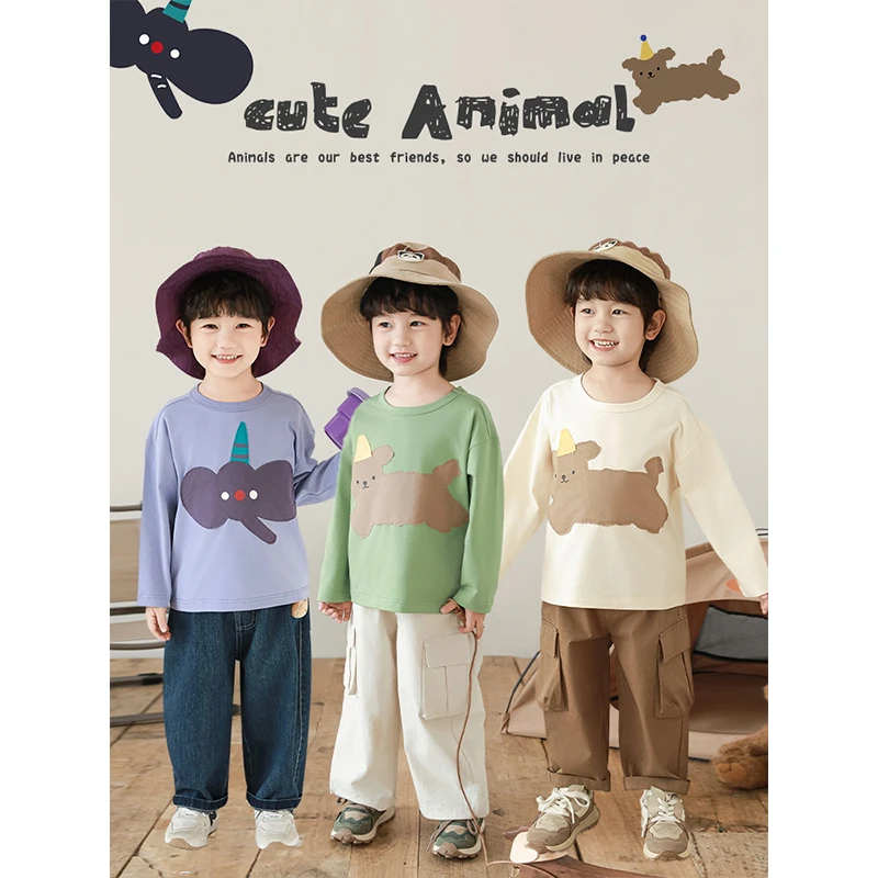 YOEHYAUL/幼悠【阳光萌咖】春三波儿童洋气印花汉服宽松T恤N6130