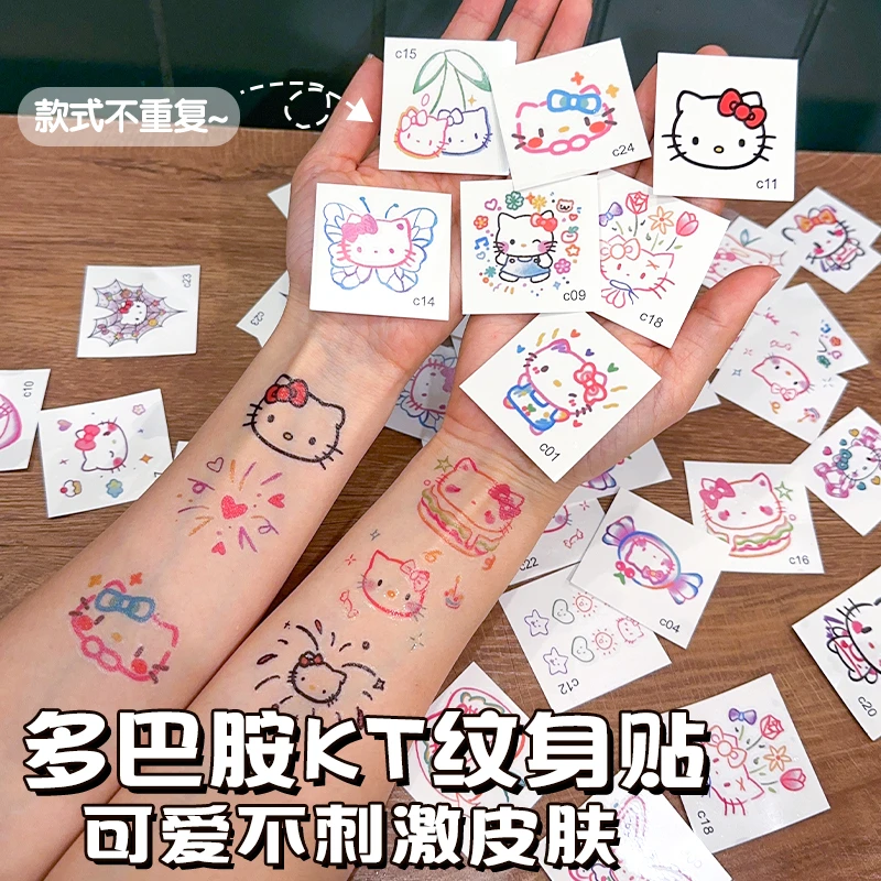 爆款多巴胺kitty猫纹身贴可爱卡通防水持久手臂贴纸可洗配饰发饰