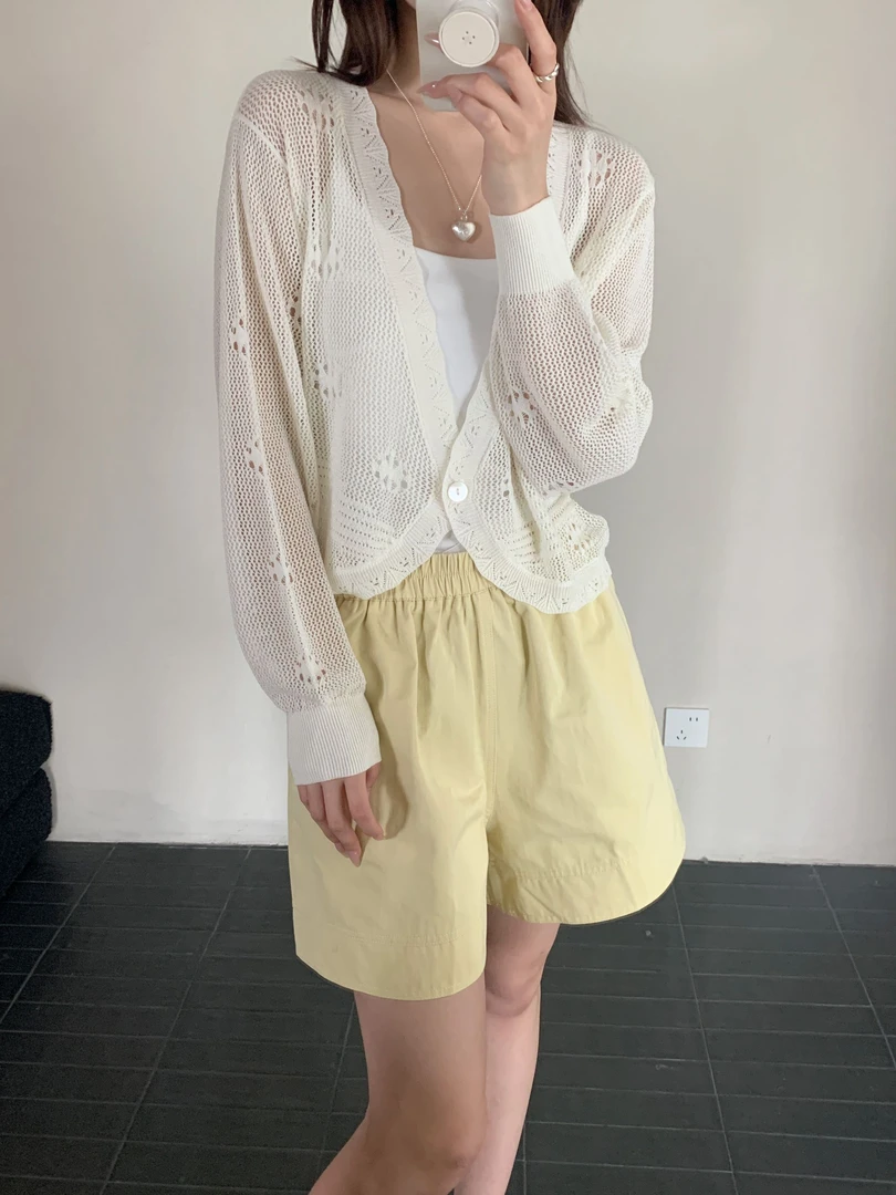 【DUODUO 509967】新款夏季莱赛尔女V领薄款条纹松弛感显瘦针织衫