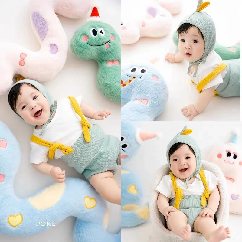 彩色蛇宝宝主题百天宝宝摄影服装道具宝宝百天照影楼儿童摄影