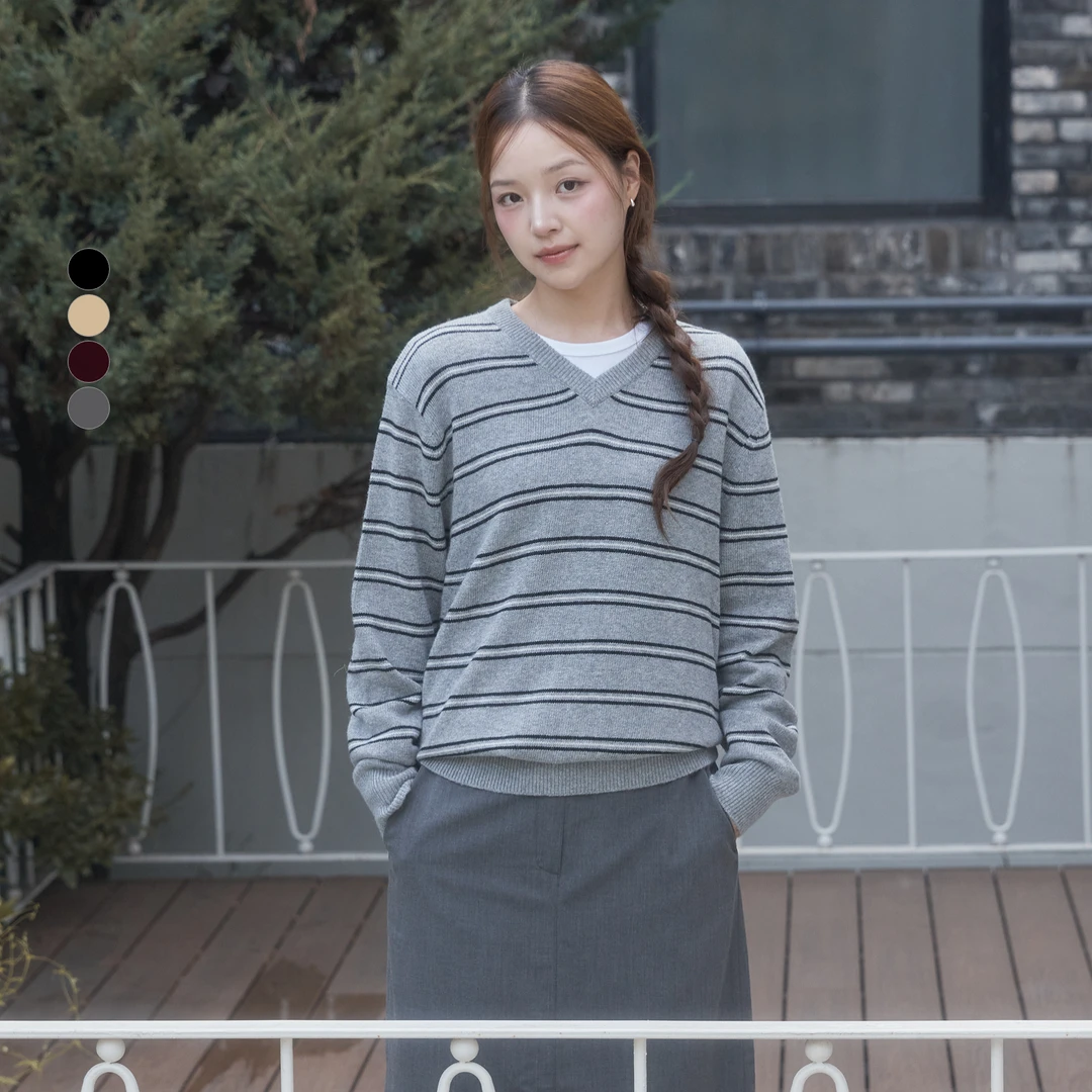 SPAO韩国同款25秋季新品女士休闲时尚V领长袖针织毛衣SPKWF4TW04