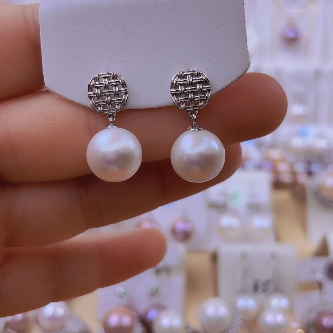 淡水珍珠耳饰银S925镶嵌