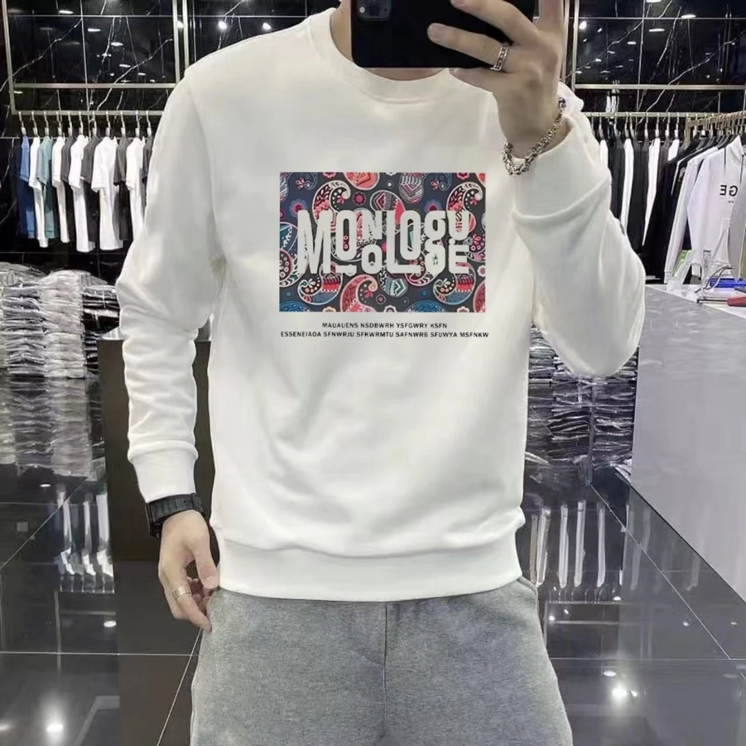 秋冬男士卫衣华棉圆领印花休闲美式长袖百搭简约男中性风情侣上衣