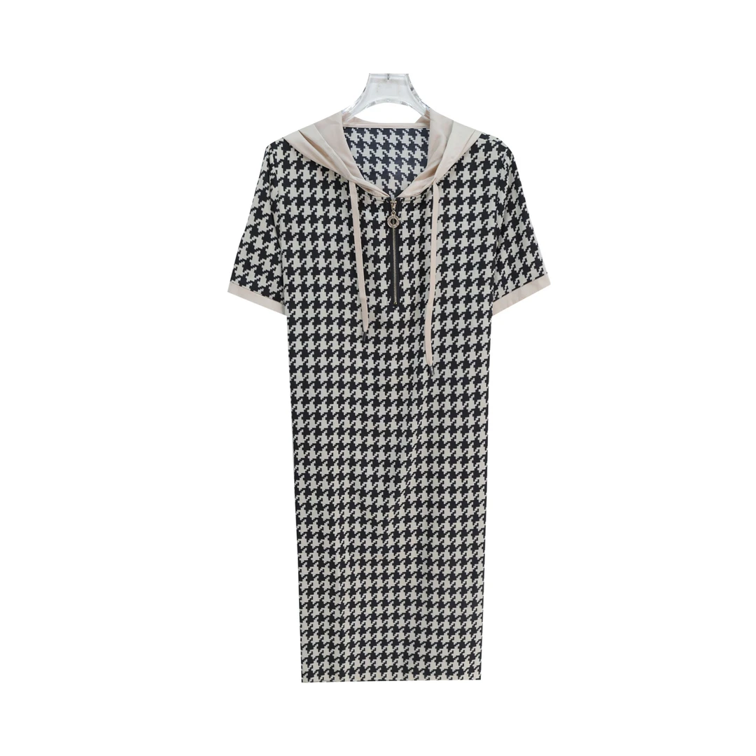 休闲连帽抽绳直筒宽松垂感连衣裙S2100