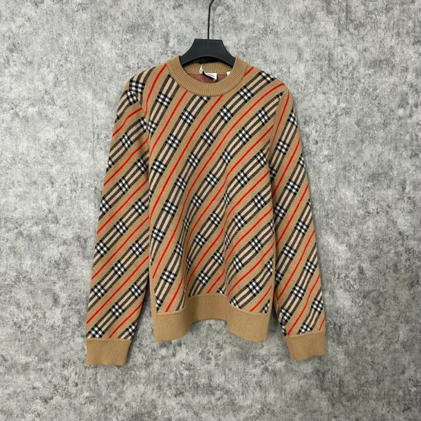 95新 BURBERRY/博柏利 Burberry斜格纹毛衣上衣