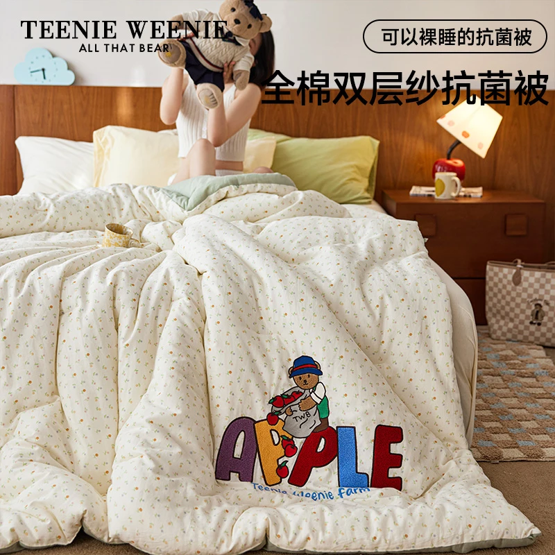 TeenieWeenie小熊全棉A类双层纱抗菌被双人冬被保暖被芯春秋被