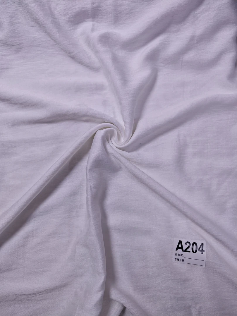 A204 本白色天丝麻面料柔和亲肤精梳精纺无扎感服装布料