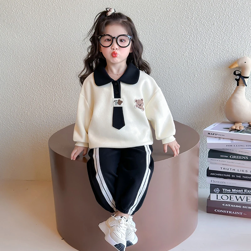 女童套装2025春装新款小童女孩女宝时髦休闲春季春秋长袖儿童卫衣