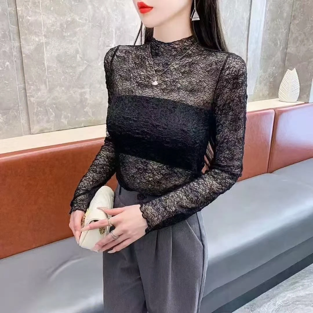 小咖甄选-高领拉丝纱打底衫