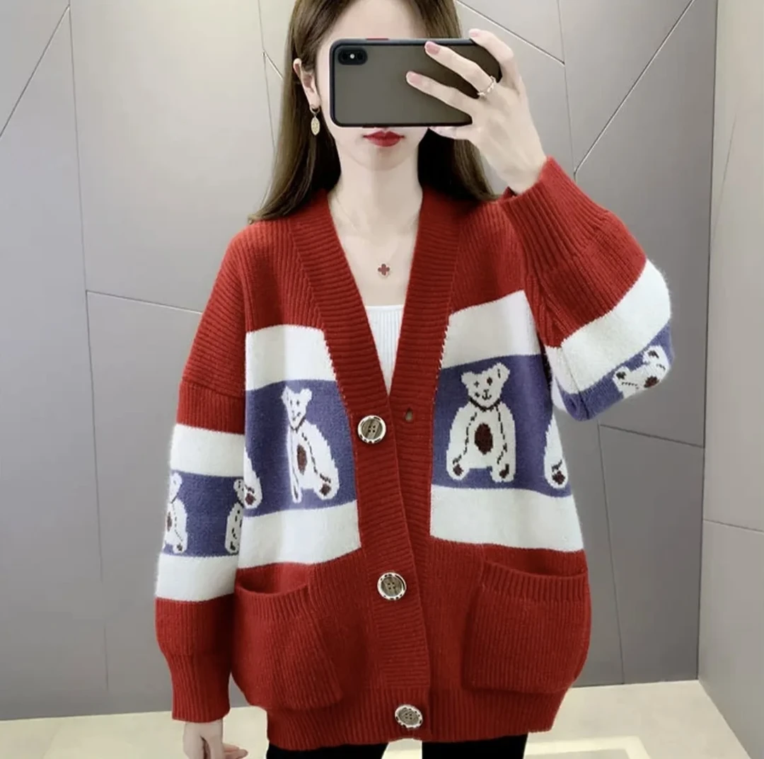 【小熊开衫】秋冬新款加软细毛重工针织开衫