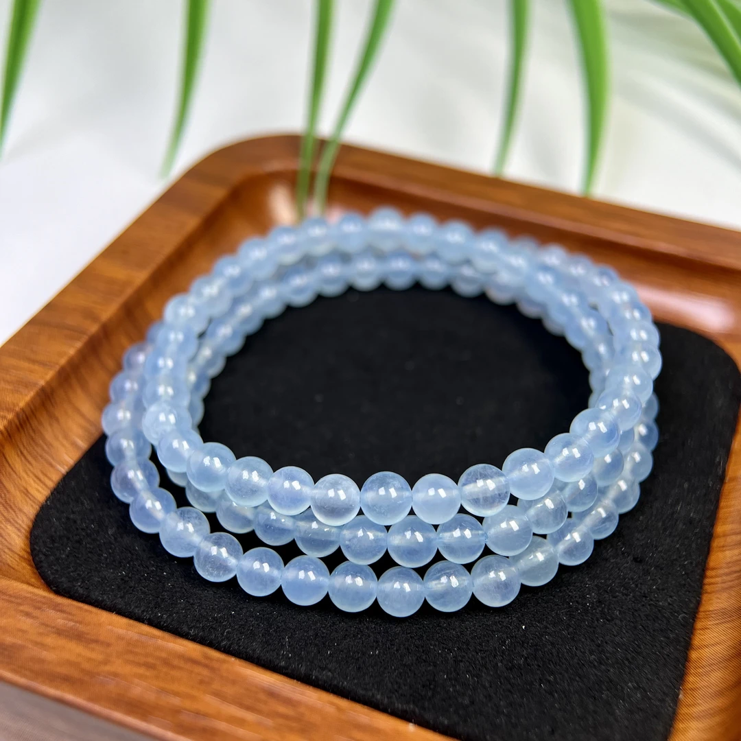 雾霾冰川海蓝宝多圈手串5mm+ FX-5818