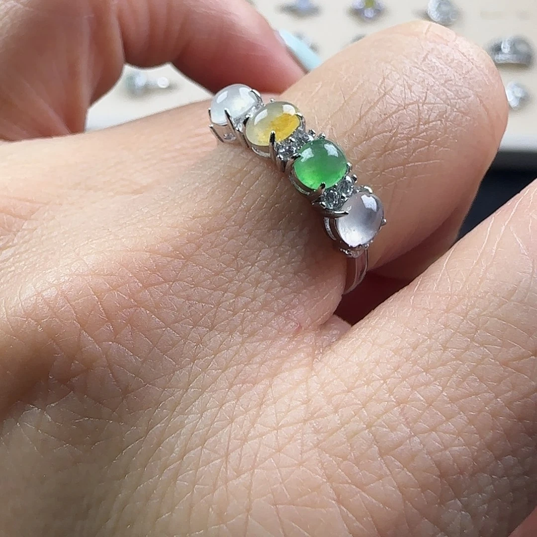 翡翠银S925镶嵌戒指