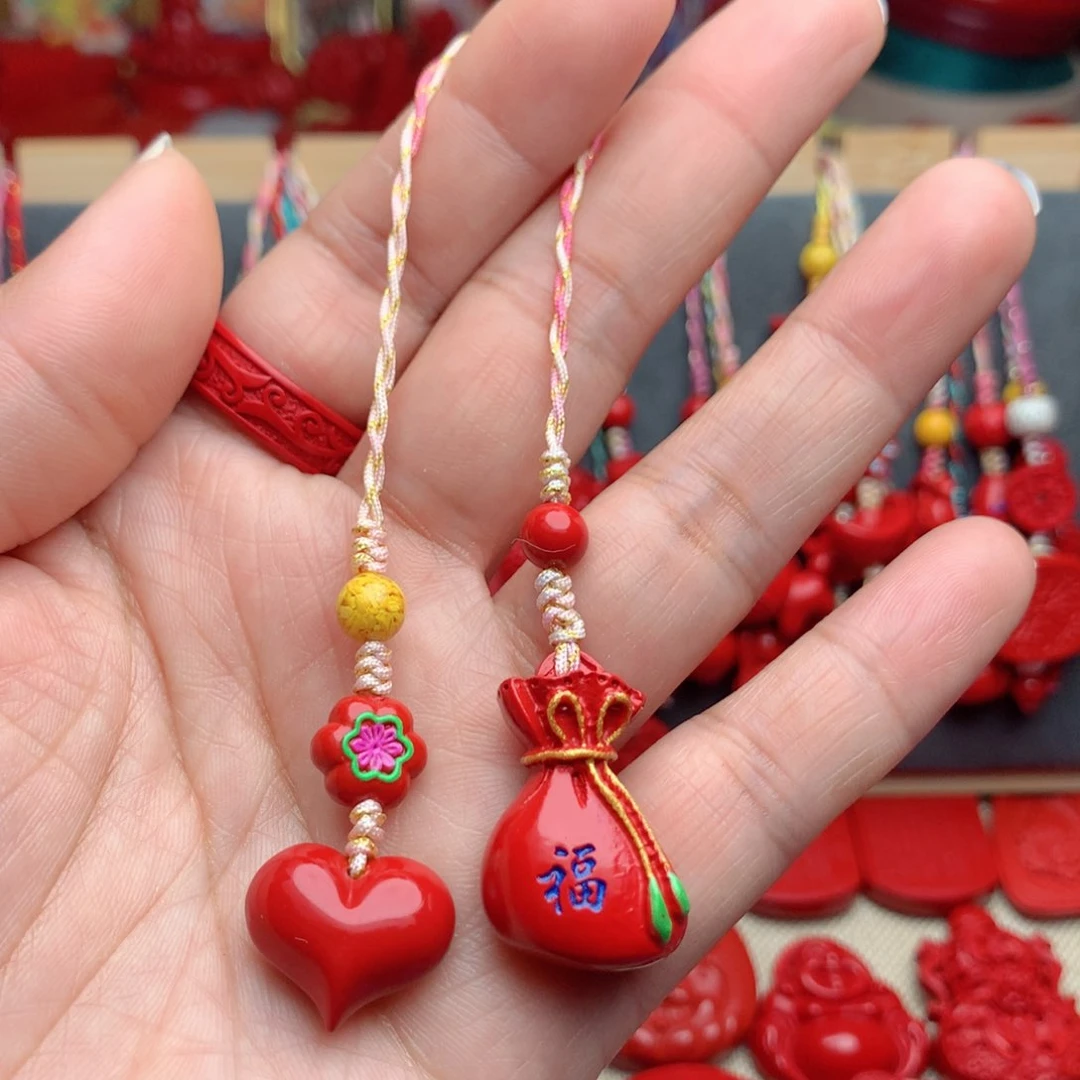 天然辰砂工艺品朱砂手机坠